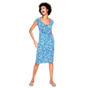 💙💙Boden Blue & White Poppy Floral Print Margot Cap Sleeve Knit Dress Size 12💙💙